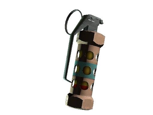 A flashbang grenade indicated with a blue band around it